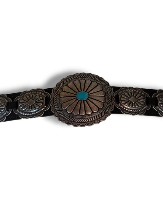 Black Southwestern Navajo Style Link Elastic Waist Belt NWT